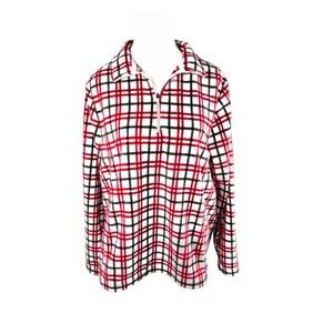Lands' End Red, White and Forest Green Plaid Fleece